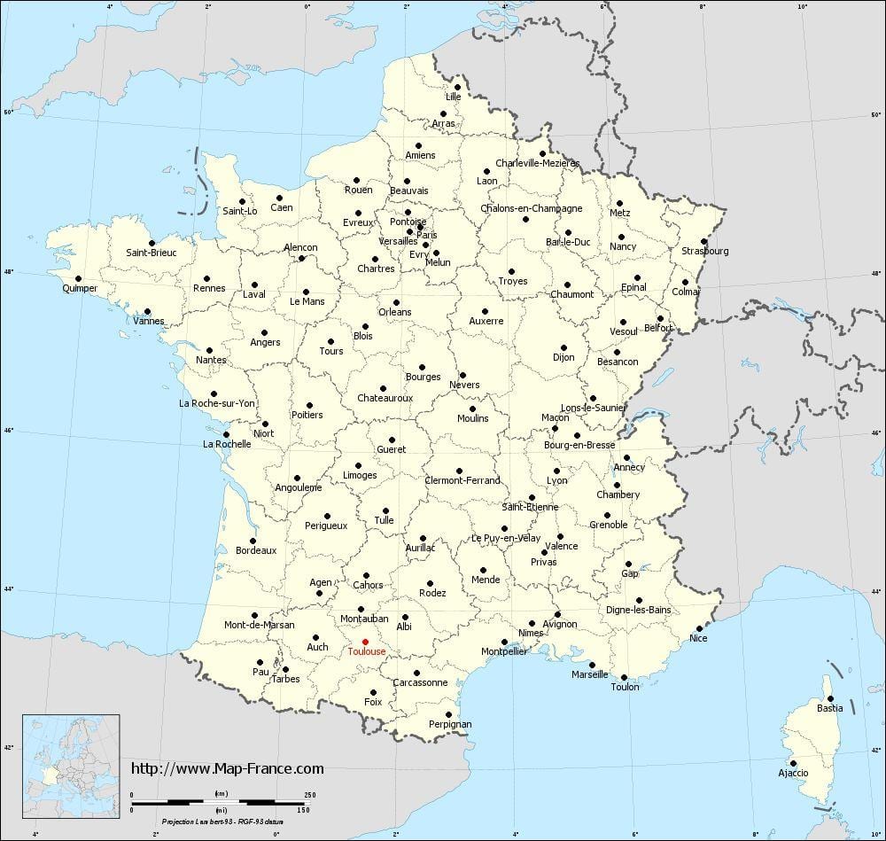 kaart prantsusmaa näidates Toulouse