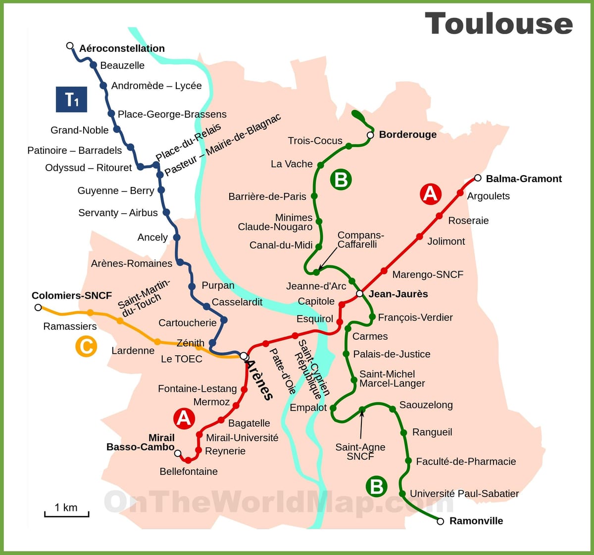 Toulouse ' i maa-alune kaart