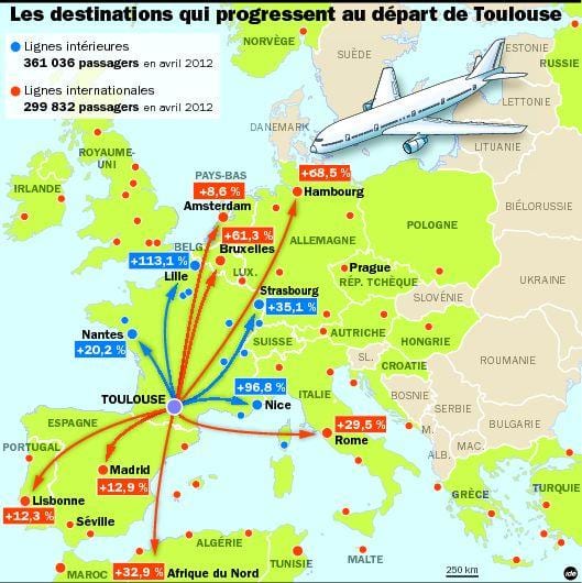kaart Toulouse sihtkohad lennujaam