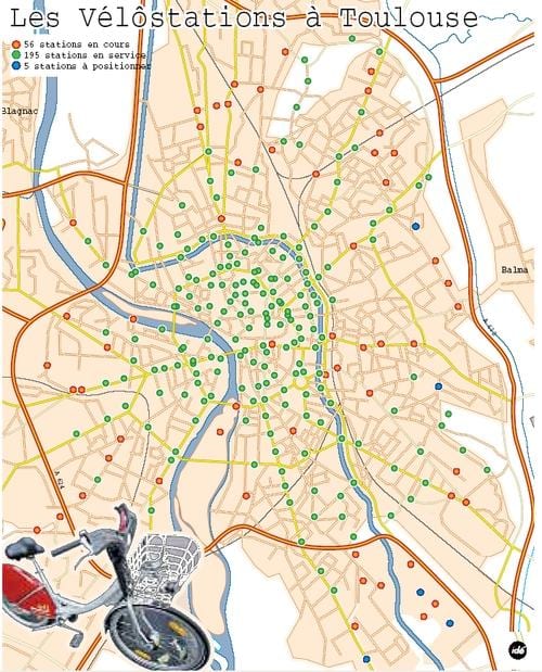 kaart Toulouse bike