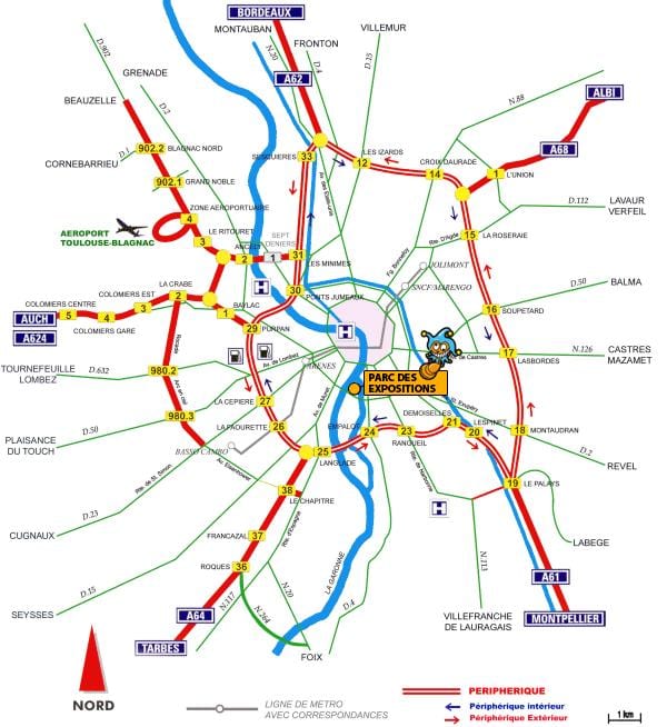 kaart Toulouse maanteel