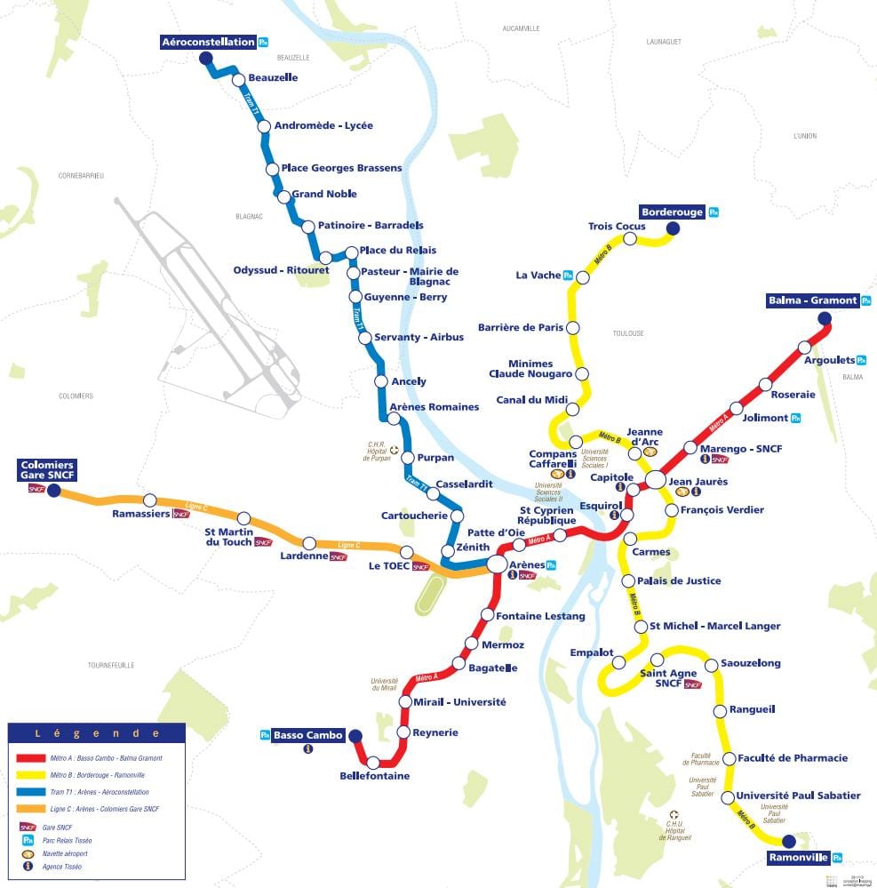 kaart Toulouse tramm